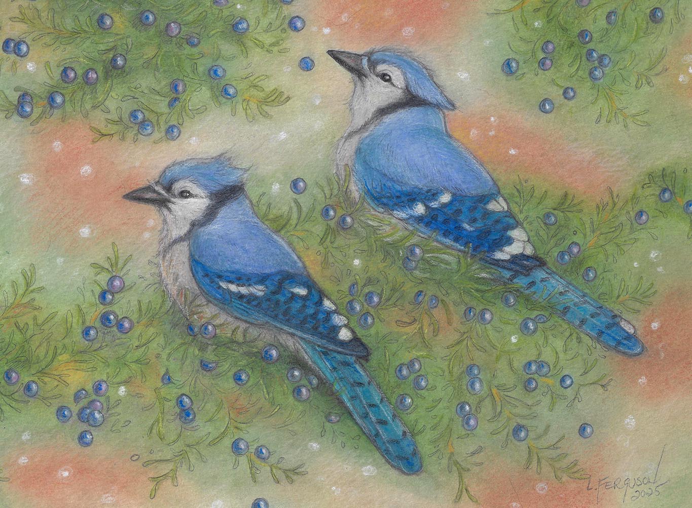 THE GENTLE SNOW 8 x 11 (framed 11 x 14) mixed media 