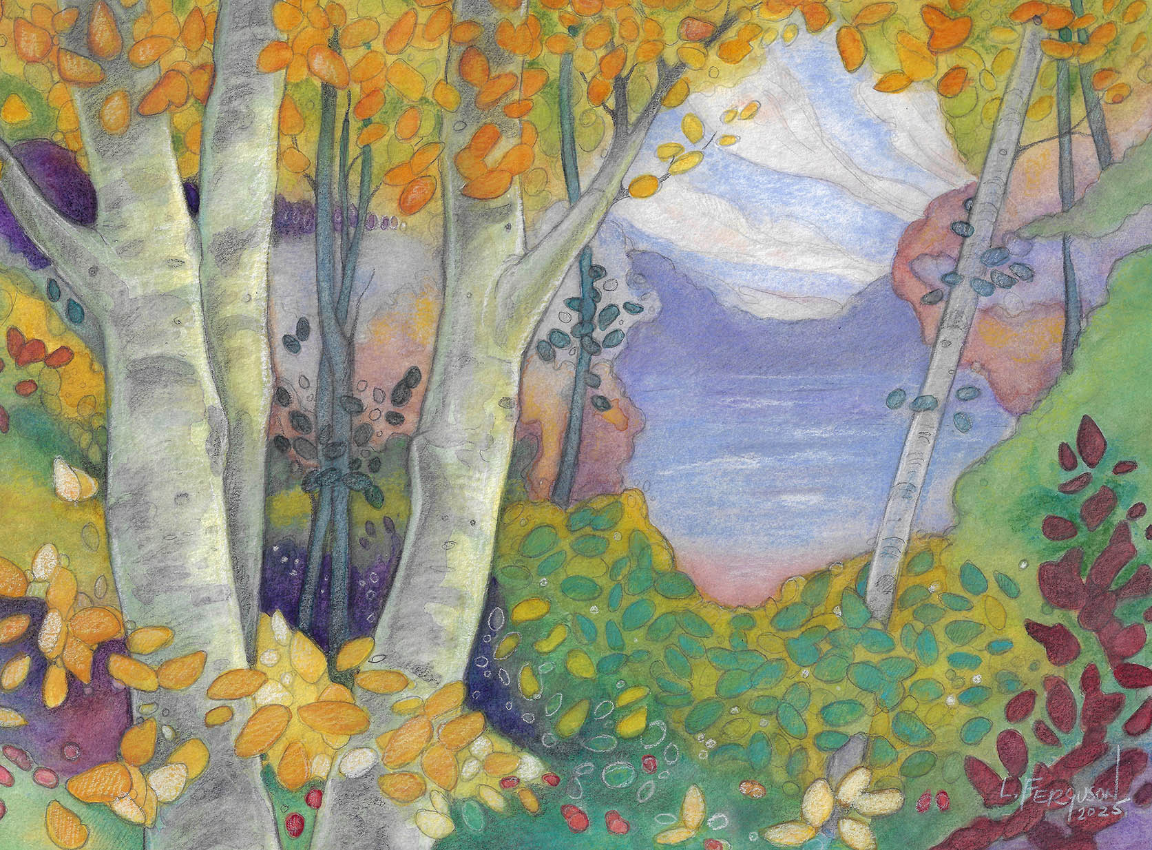 ECHOES OF SUMMER 8.5 x 11 (framed 11 x 14) mixed media