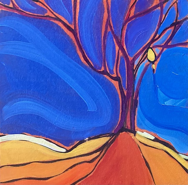 THE VIEW FROM UP HERE #3  6 x 6  oil 