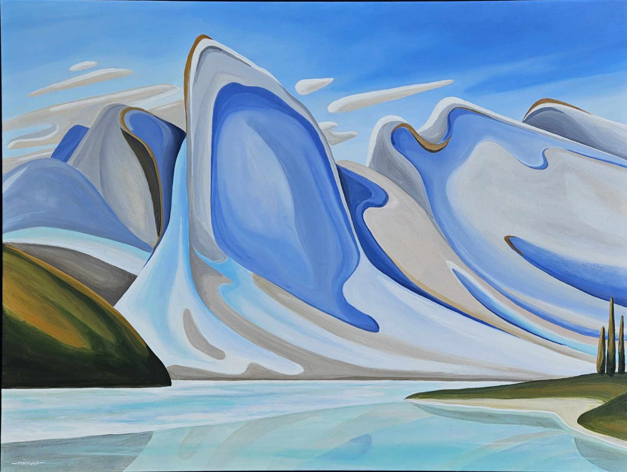 AQUA WATER OF LAKE AGNES 30 x 40 acrylic by Martin Kotyluk 🔴 SOLD!