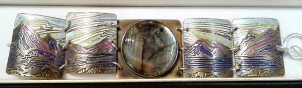 NORTH  brass labradorite silver bracelet by Vicki Jasperse 