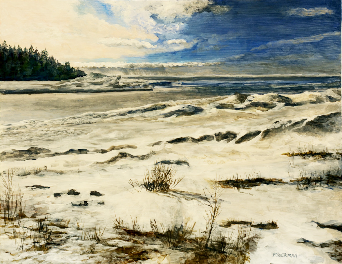 SUPERIOR SPRING ICE 14 x 18 acrylic by Barry Bowerman