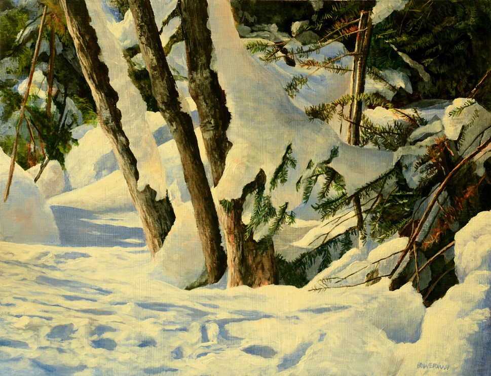SNOW SCULPTURES 14 x 18 acrylic by Barry Bowerman