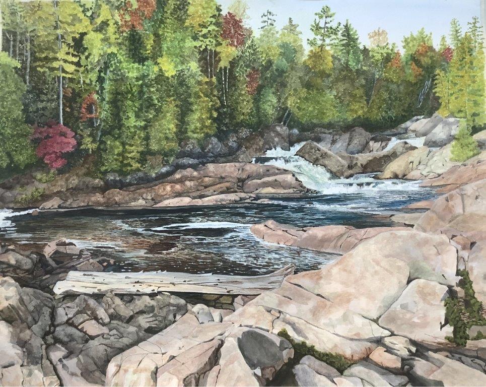 UPPER CHIPPEWA FALLS 10.5 x 13.5 (framed 19 x 23) by Judy Boyd