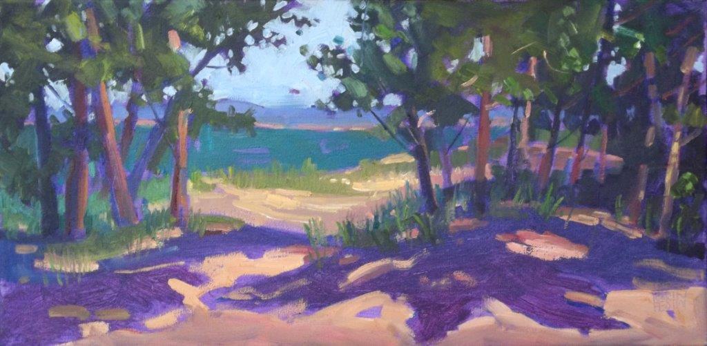 SHADE ON THE BEACH 10 x 20 oil on canvas 