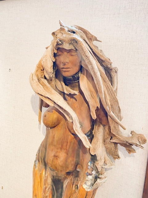 SEA QUEEN detail 96 x 26 mixed media, silver and driftwood sculpture