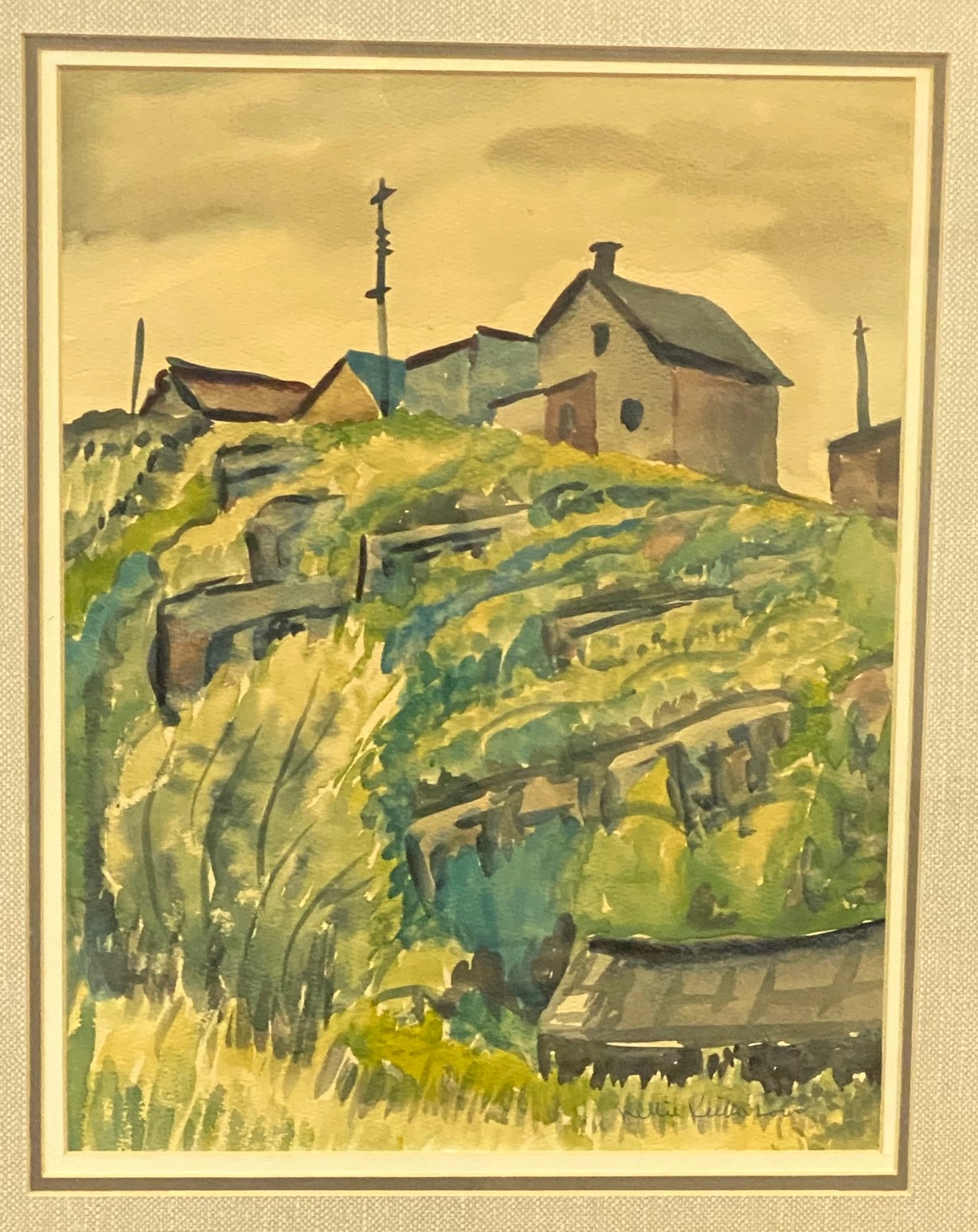 PEARL STREET  12.5 x 9.5 framed 19 x 16 watercolour by Nellie Keeler Lowe 