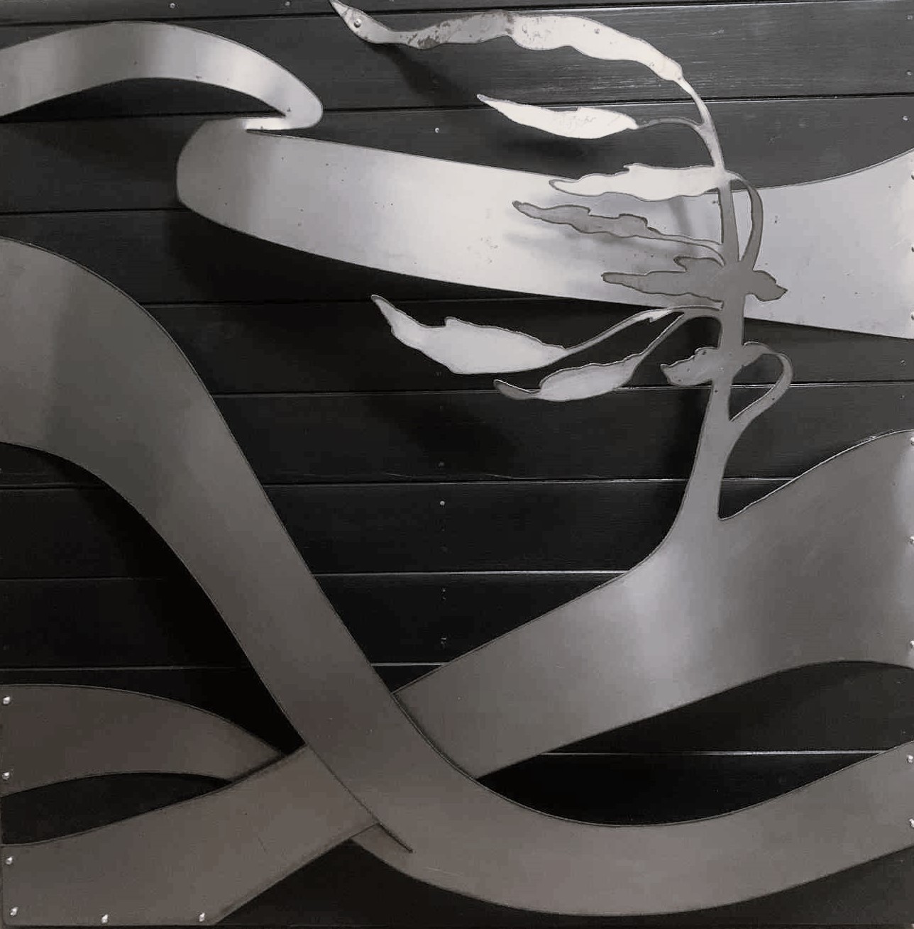 WINDSWEPT 35 x 35 cedar and steel sculpture 