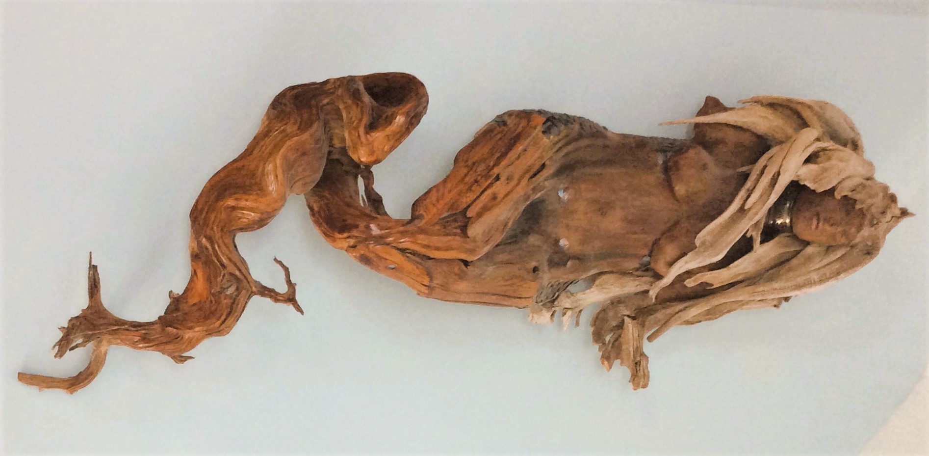SEA QUEEN horizontal  96 x 26 mixed media, silver and driftwood sculpture