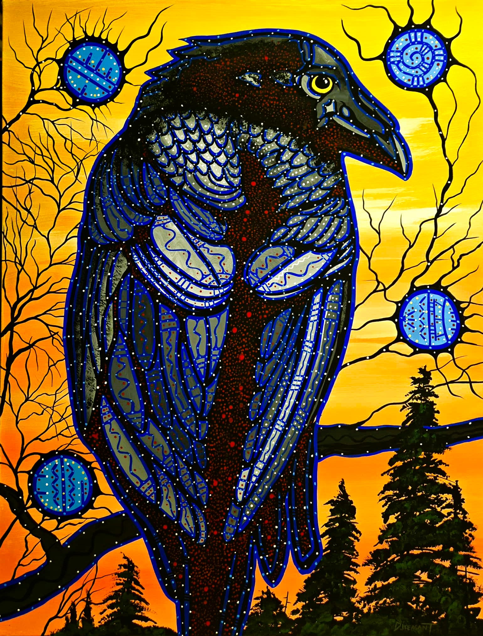 GUARDIAN OF THE PATH OF SOULS 34 x 26 acrylic