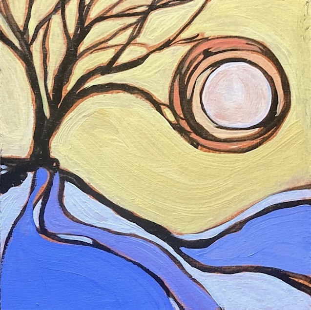 UNDER THE YELLOW SKY  6 x 6  oil 