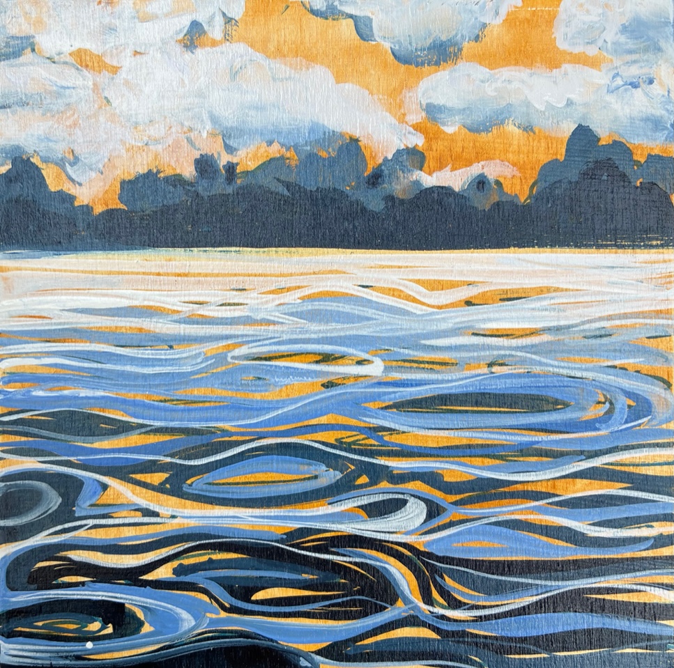 TRIPPY WATER REFLECTIONS #1 6 x 6 acrylic 
