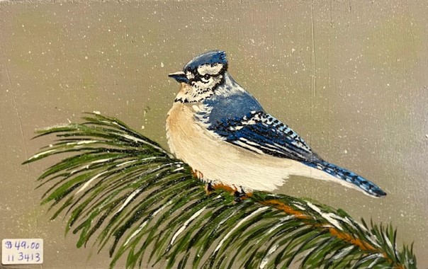 WINTER JAY 4.25 x 6.75 acrylic 