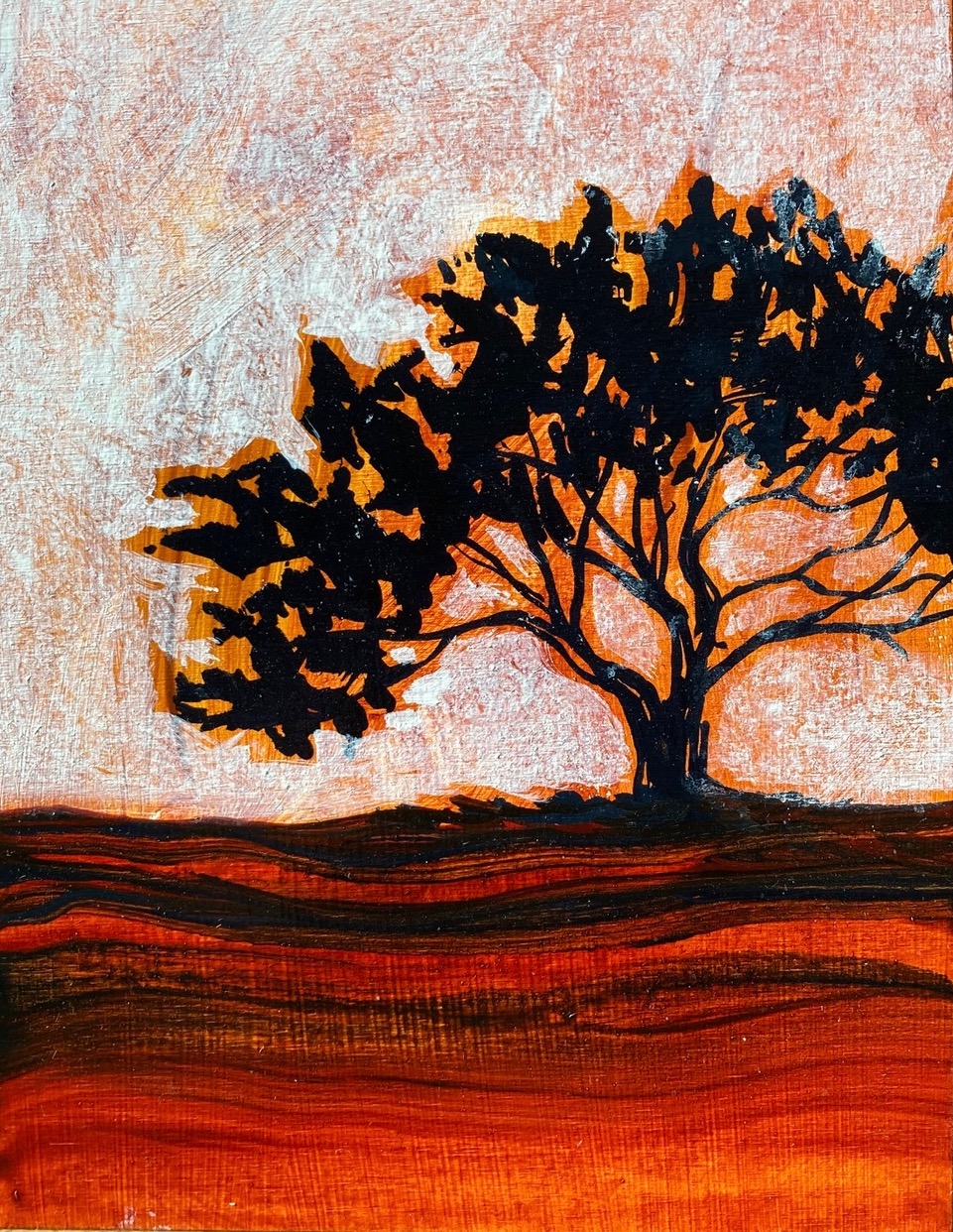 SOLITARY TREE.  8 X 6   acrylic 