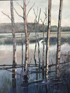 TRANQUIL MOMENT oil on canvas, 24 x 18, framed by Paulette Stewart