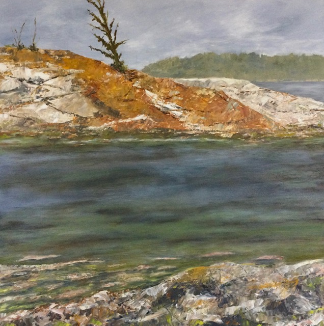 ROCK GARDEN 24 X 24 oil on birch by Brenda Clarke 