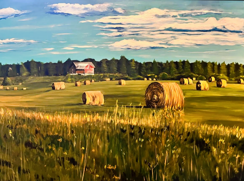 FARM ON LEARMONT 36 x 48 acrylic