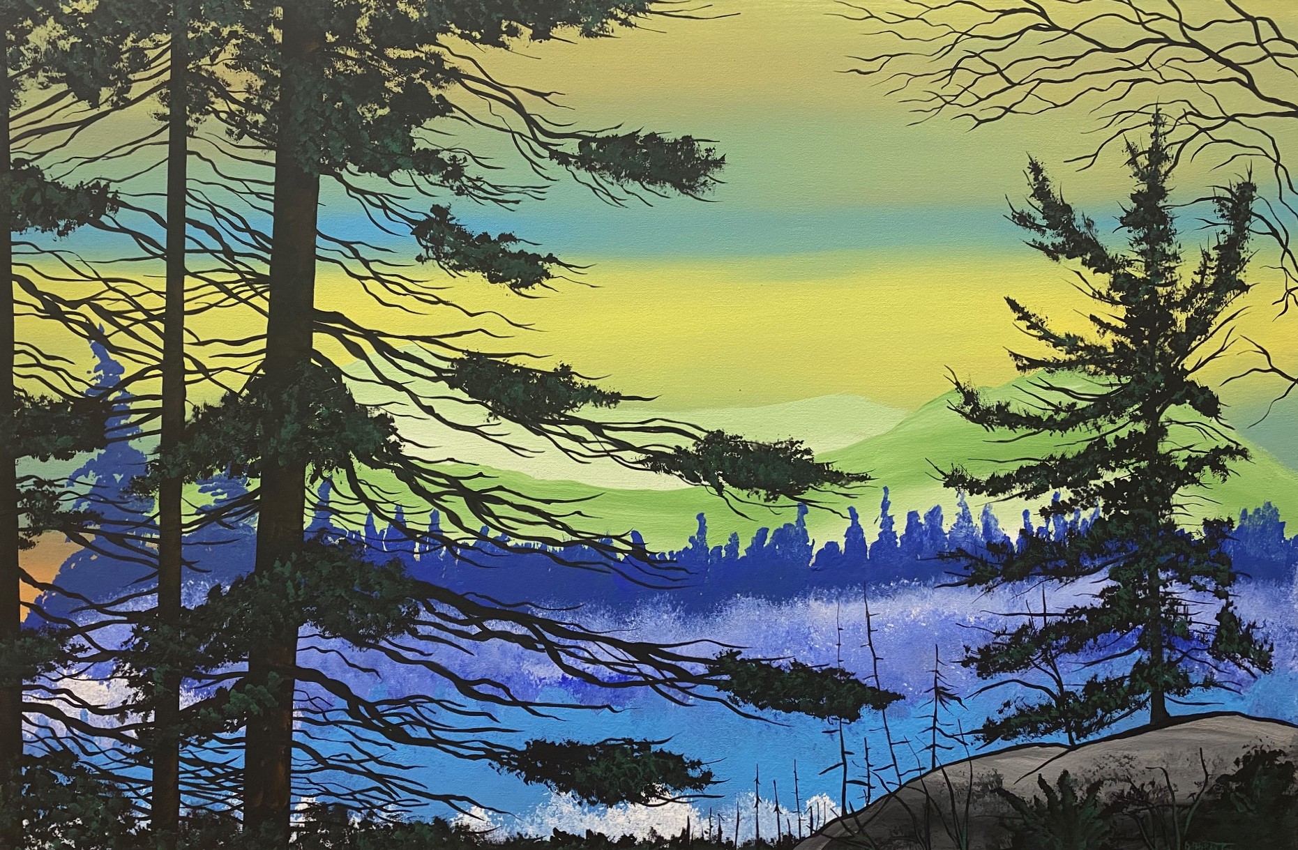THE BLUE FOREST’S EDGE 24 x 36 acrylic 