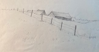 FARM ON THE HILL  5.5 x 10 pencil