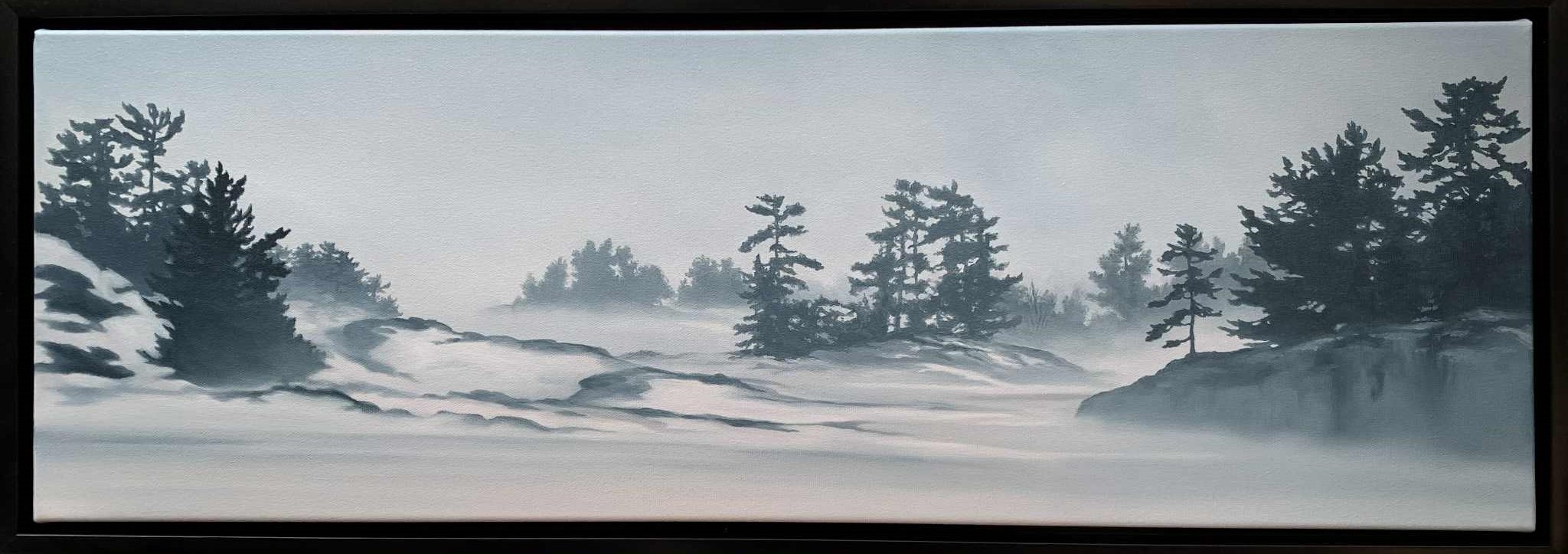 LAND OF FOG AND SNOW 10 x 30 oil 