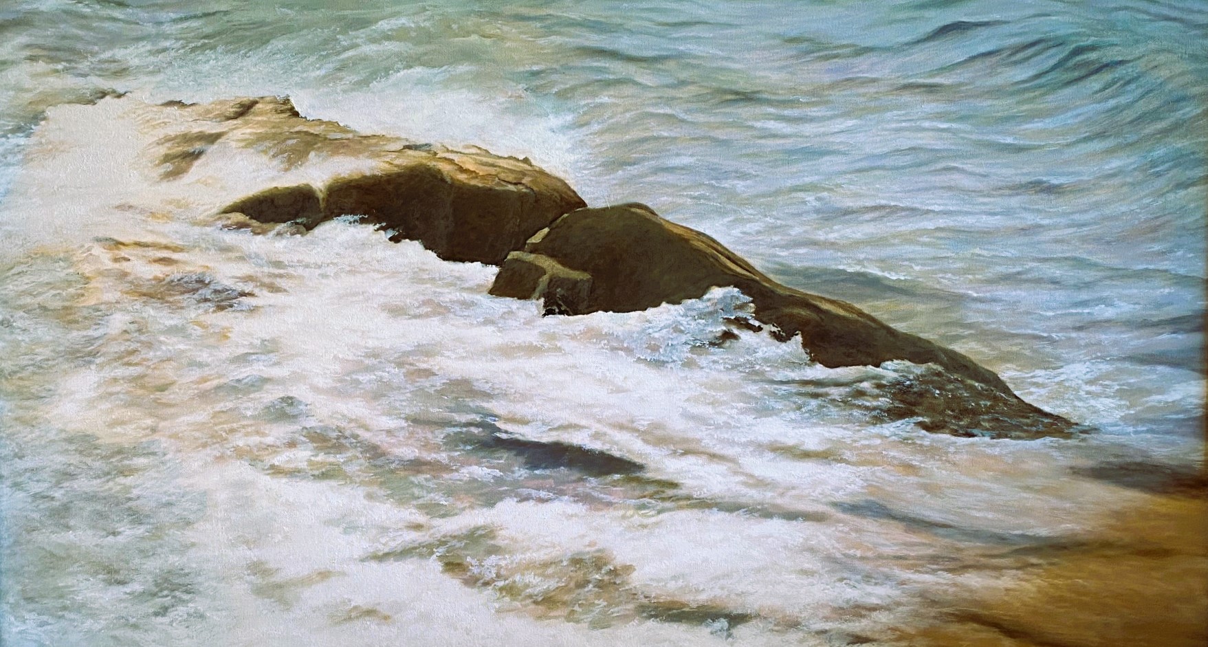 SHOAL NEAR THE CHICKENS 24 x 40 oil 