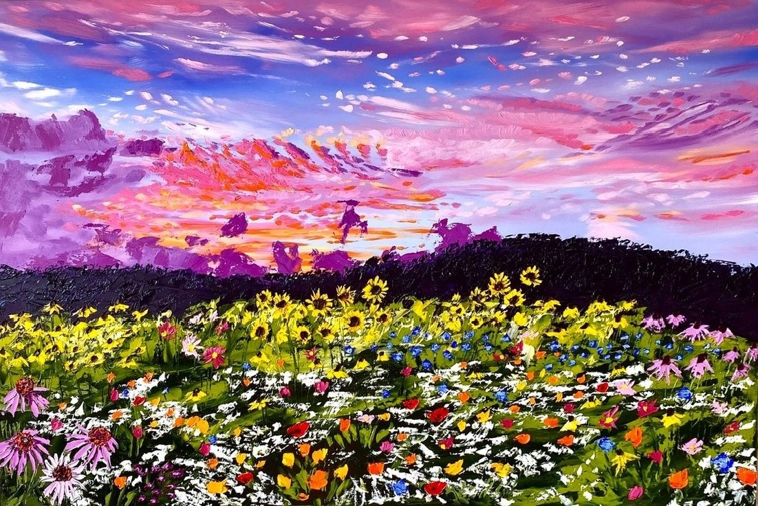 KALEIDOSCOPE OF LIFE 24 x 36  oil on wood panel 