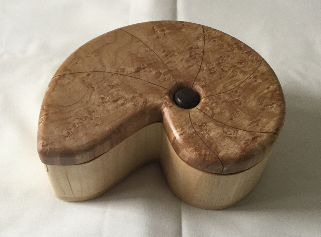 "Nautilus" 7x6x3 Maple, Walnut, Bird's Eye Maple