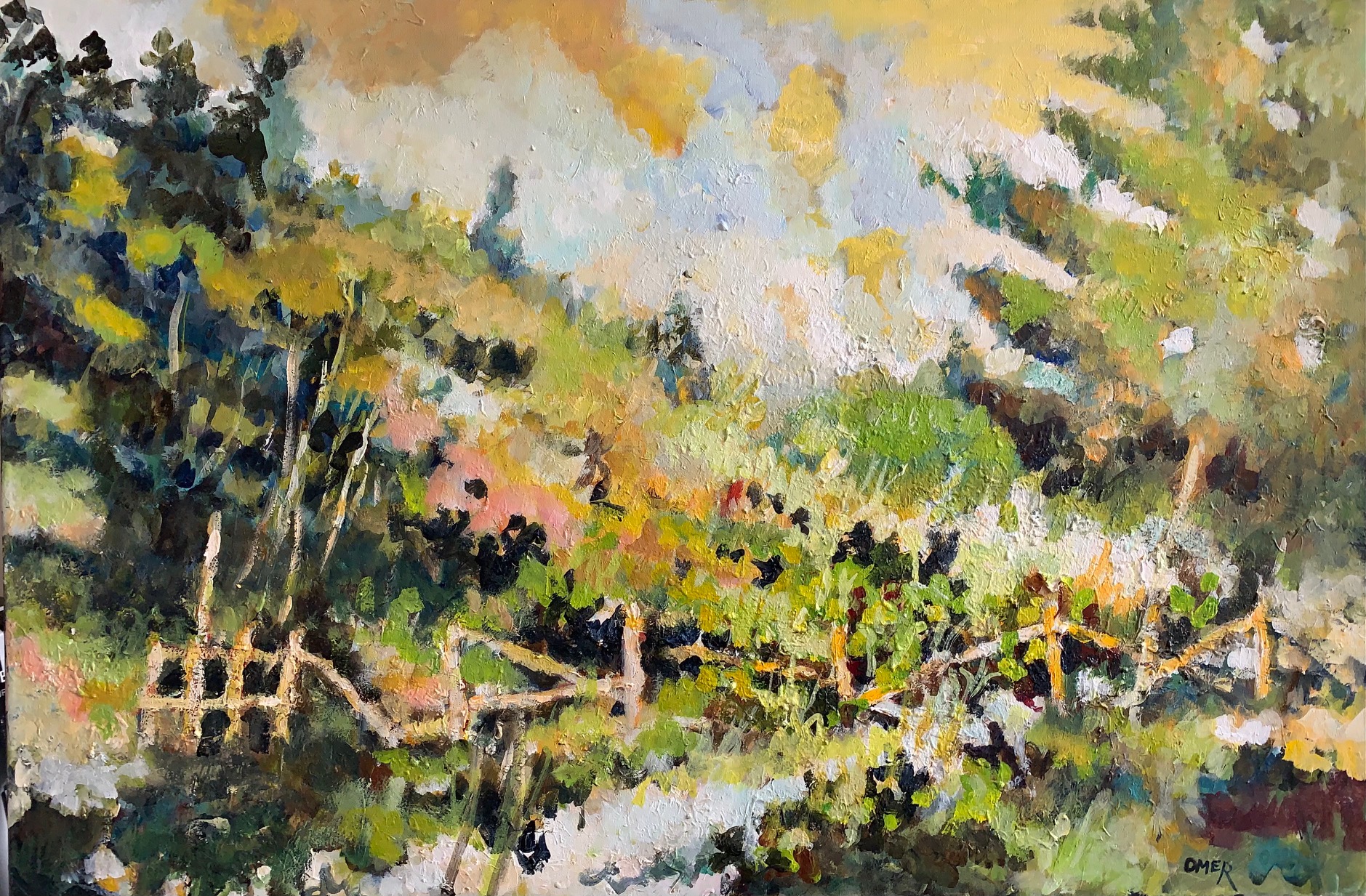 "FENCE IN WILDERNESS" 24 x 36 acrylic