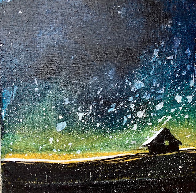 SAFE AND SOUND  6 x 6  mixed media