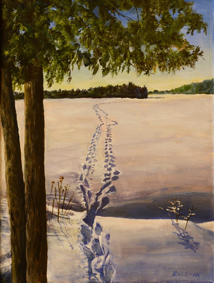 WINTER HIKE 12 x 9 acrylic 
