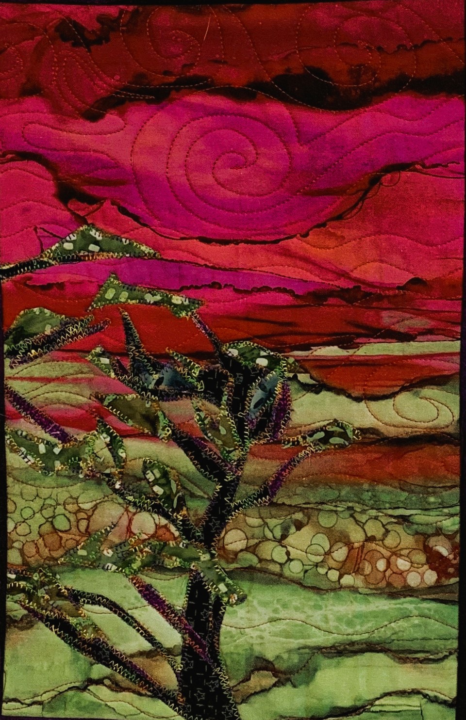 JACK PINE 14 x 9 Raw edge applique by Mary Anderson