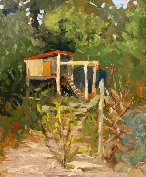 COOPED UP 11.5 x 9.75 oil 