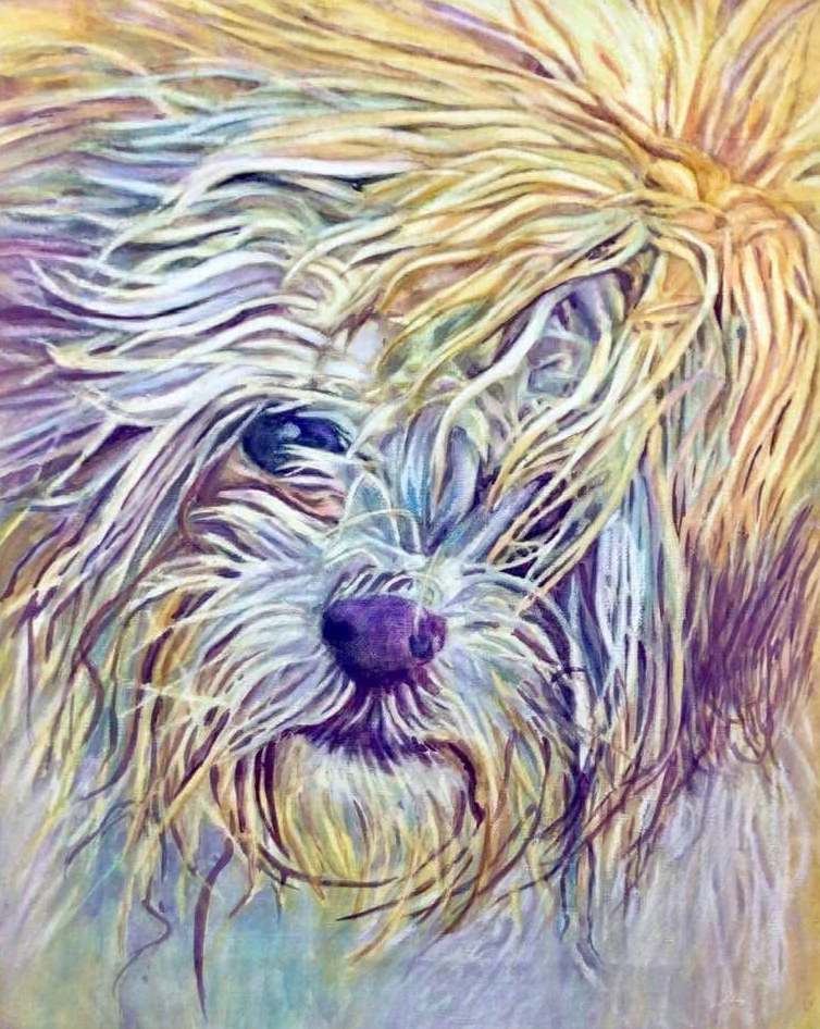WILD & WINDBLOWN 16 x 20 varnished oil pastel on canvas