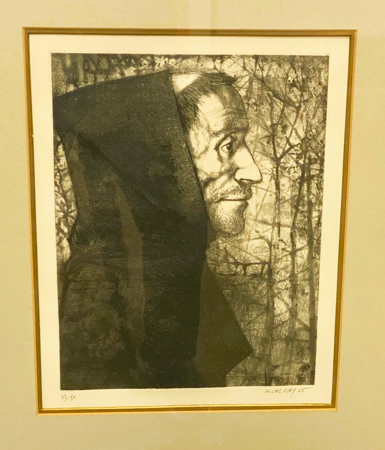 ST. FRANCIS III 13.5 x 11 framed 25 x 18 etching 33 of 50 by Michel Ciry 