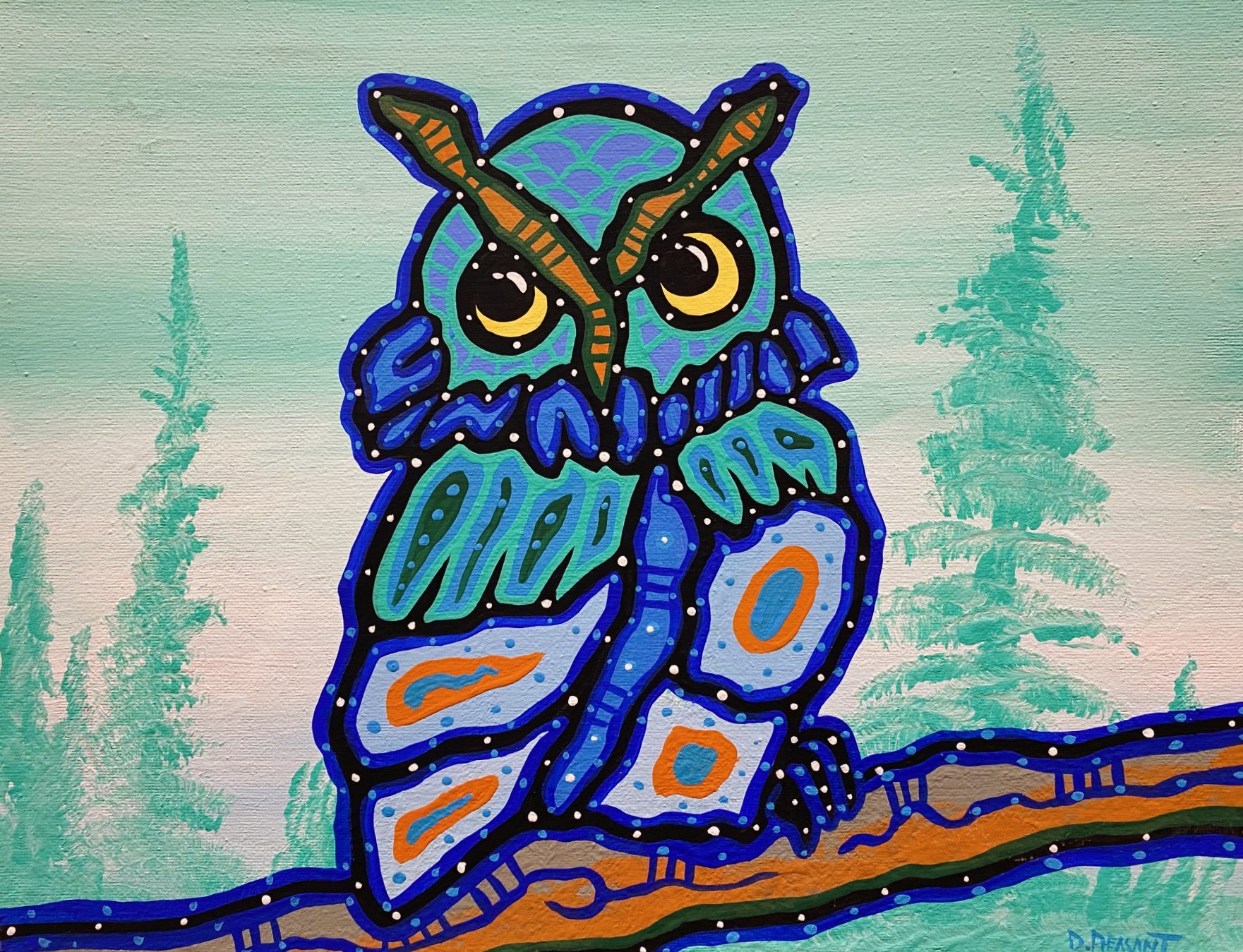 IN THE BLUE GREEN SKY 11 x 14 acrylic 