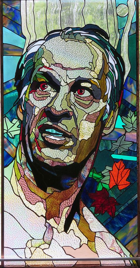 MR. HOCKEY GORDIE HOWE 44 x 22 stained glass by Hadyn Butler