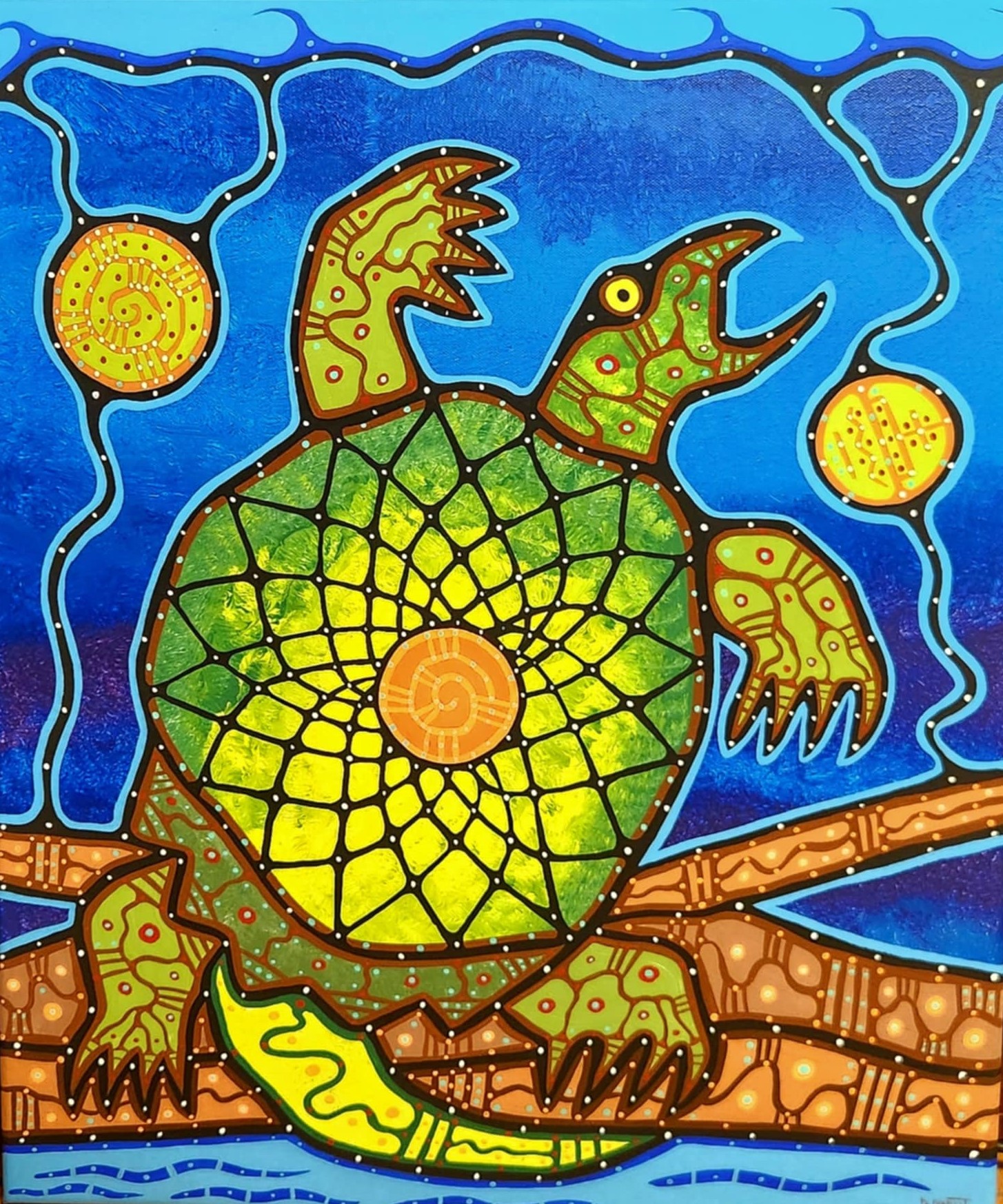 EMERGENCE OF DREAMCATCHER TURTLE 24 x 20 acrylic 