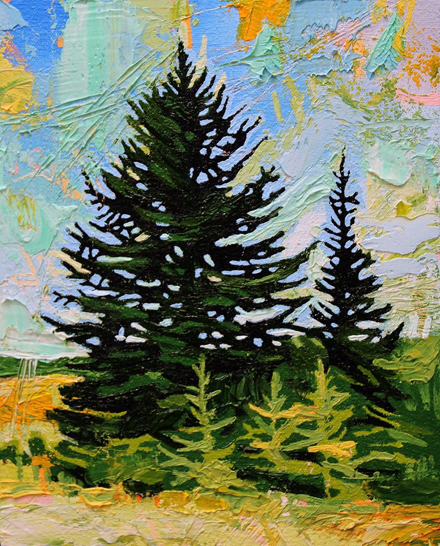 EVERGREEN STUDY 10 x 8 oil on canvas 