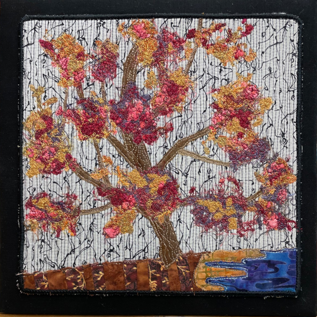 VIBRANT SOLO 10  x 10  fibre mixed media  