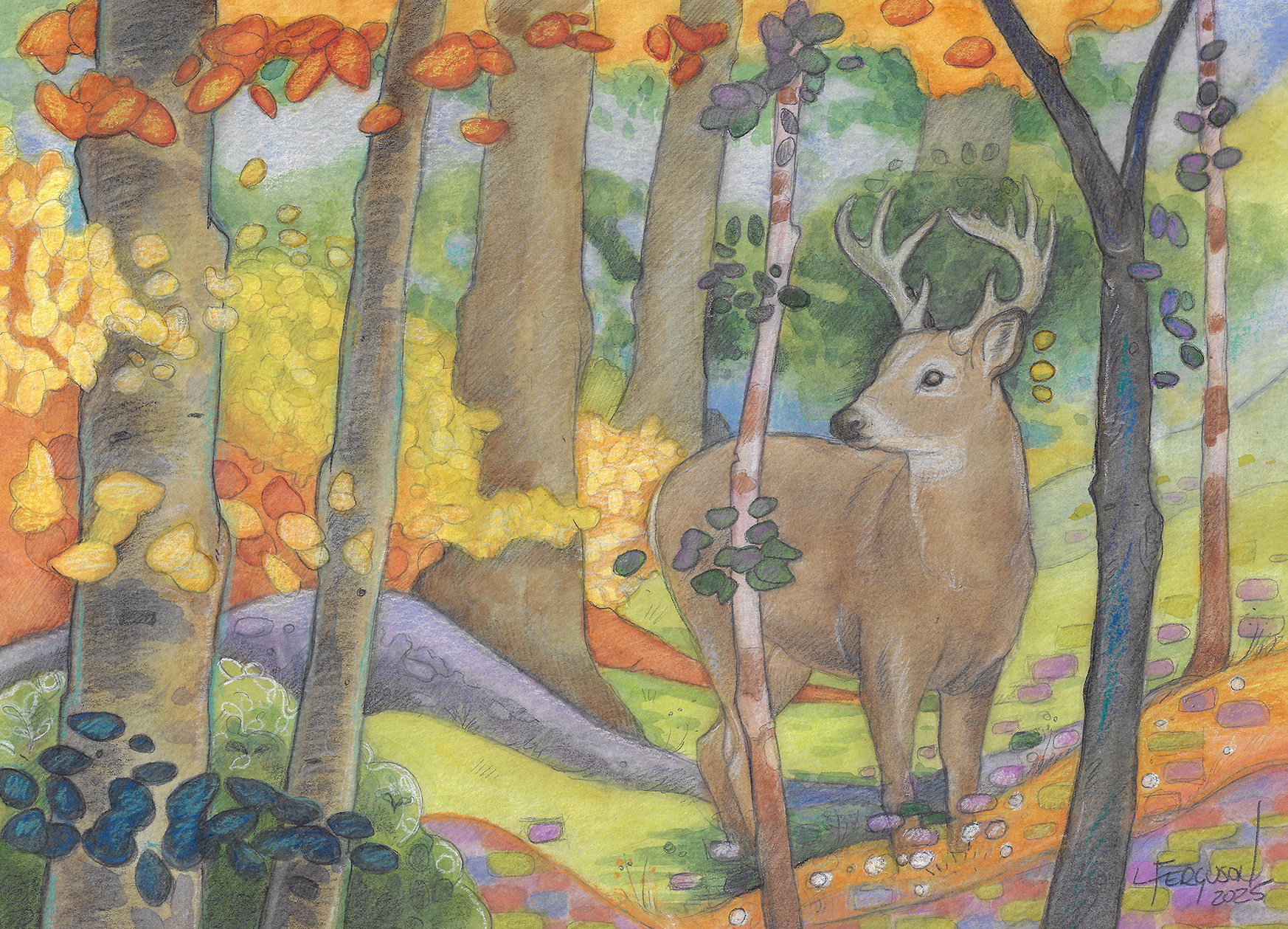 A QUIET FAREWELL 8.5 x 11 (framed 11 x 14) mixed media by Lisa Ferguson