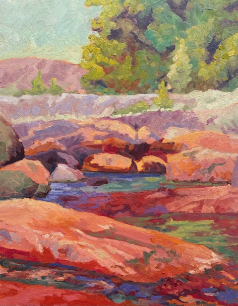 RED ROCK RUMBLE 18 x 14  oil on panel 
