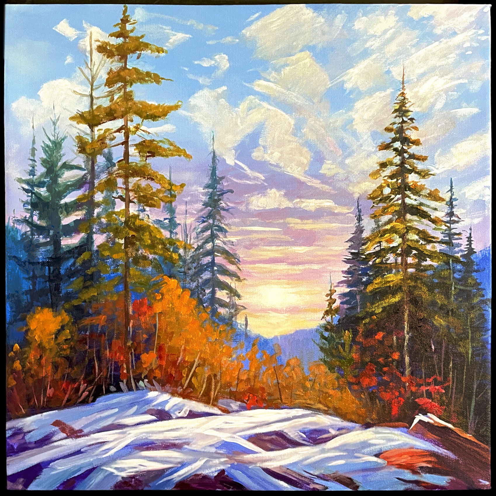 THESE DAYS 18 x 18 acrylic (framed 21 x 21) 