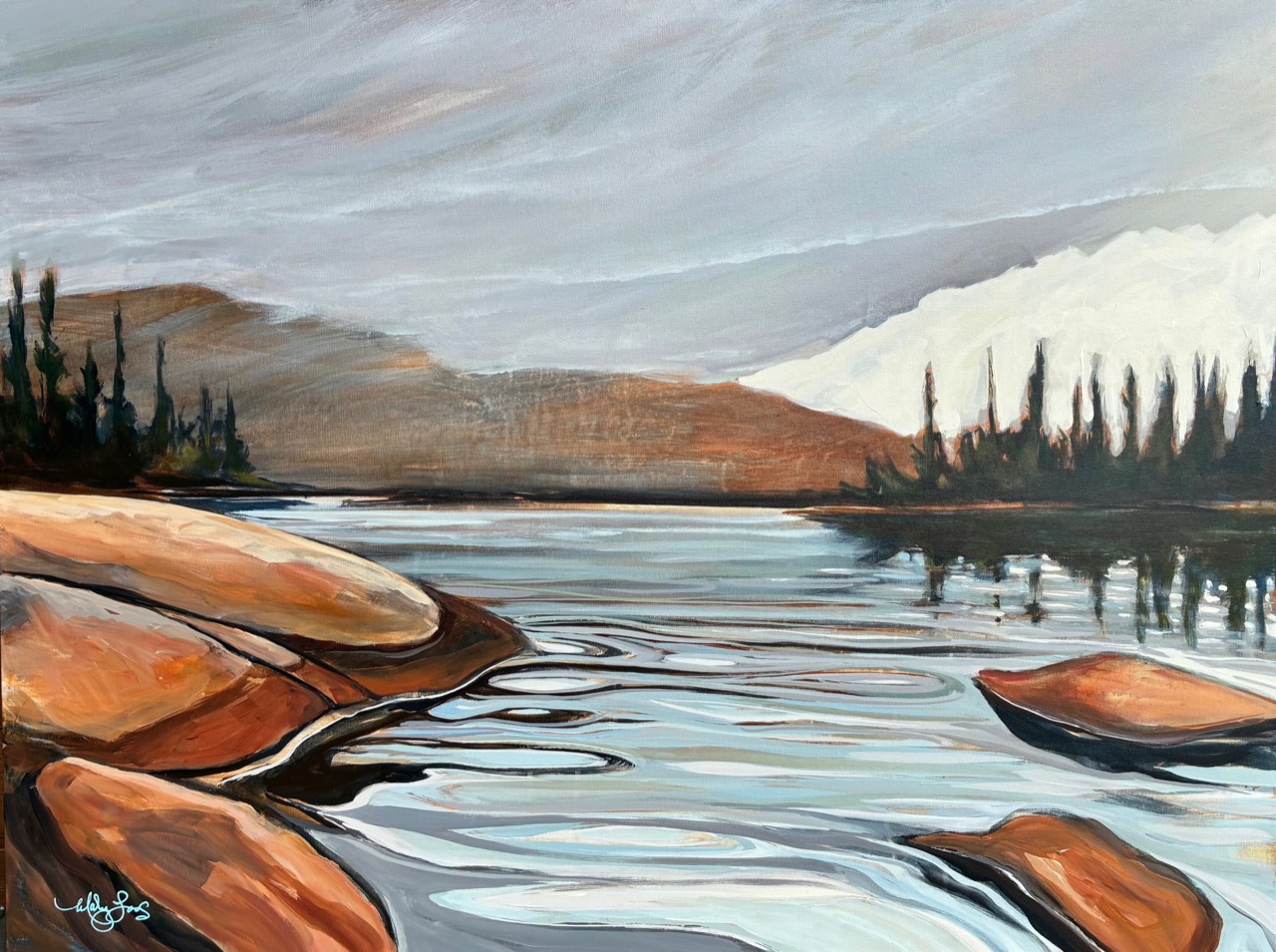 ALGONQUIN REVISITED 36 x 48 acrylic by Mary Loos 