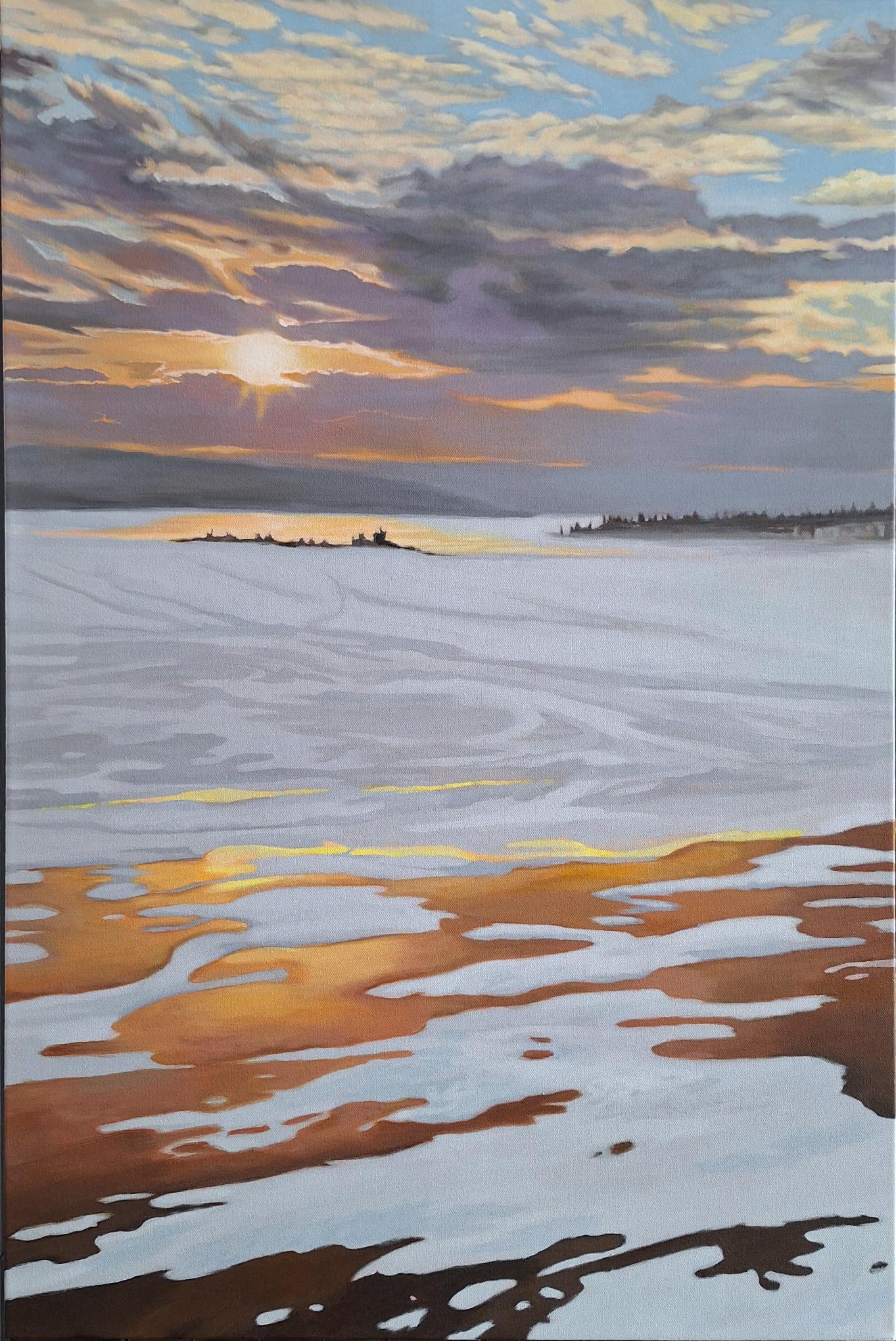 ALONE WITH THE LAST LIGHT 36 x 24 acrylic  by Jules Crowley