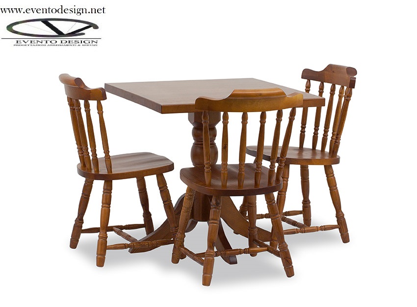 sedia old america con tavolo 80x80x3 gamba tornita ART. OLD 122