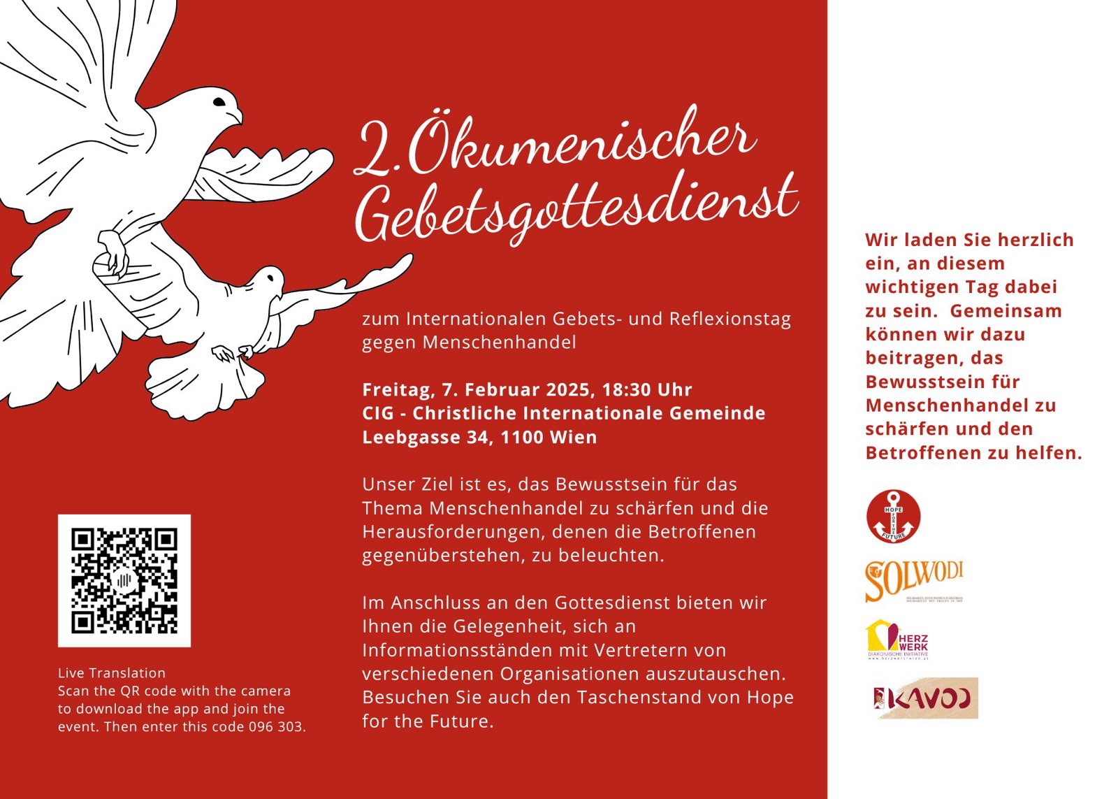 Int. Gebets- und Reflexionstag gegen Menschenhandel in Wien