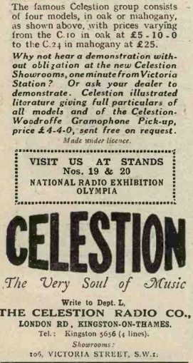 Celestion Advert. October 1928