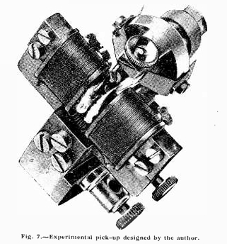 Experimental pickup designed by R.P.G Denman of the "wireless world" & constructed by J.B Woodroffe in 1927