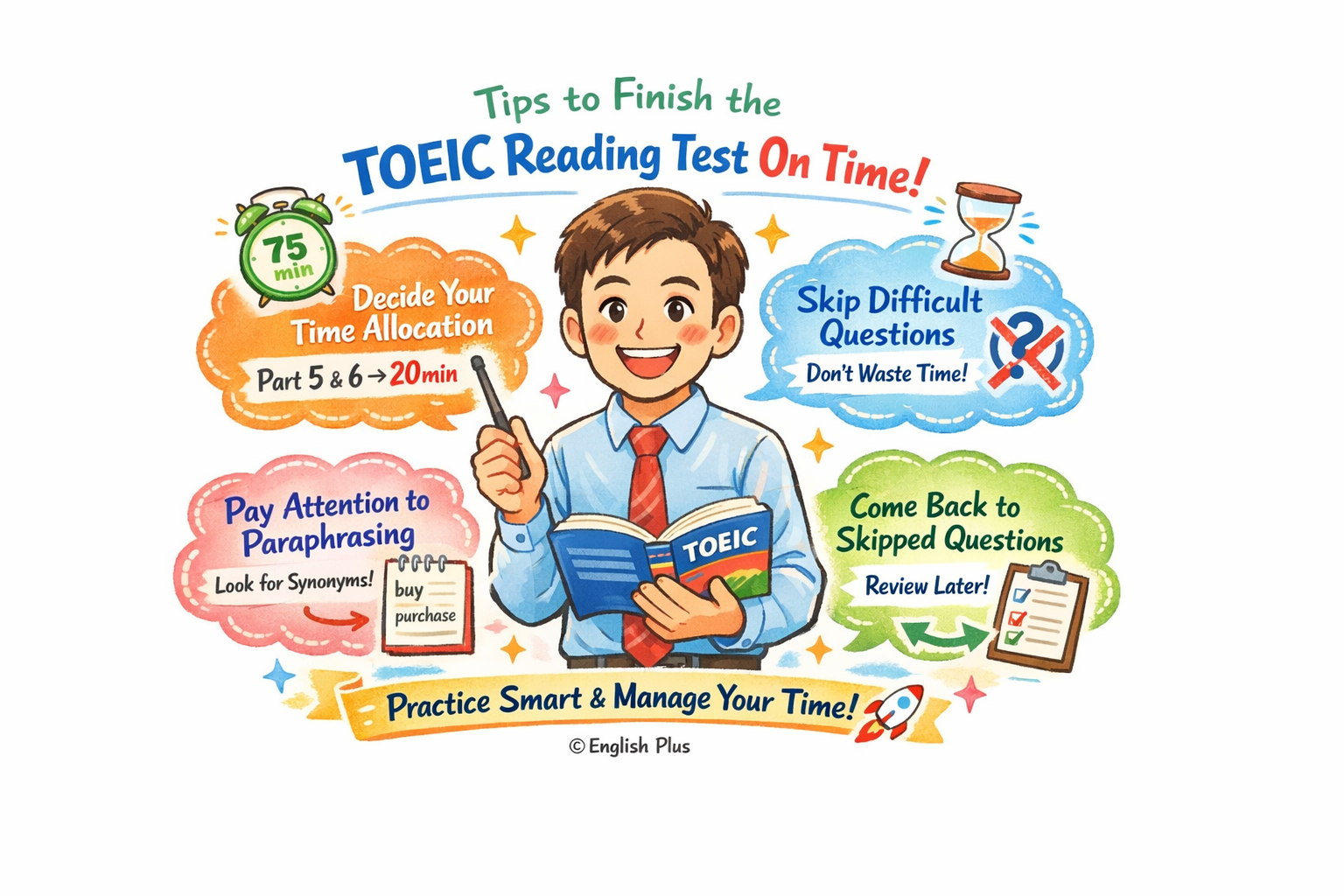 TOEIC Listening&Reading テストのリーディングパートを時間内に解き終えるための３つのコツ（英語編）