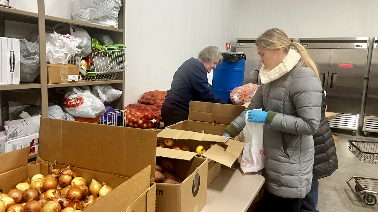 Volunteers packing